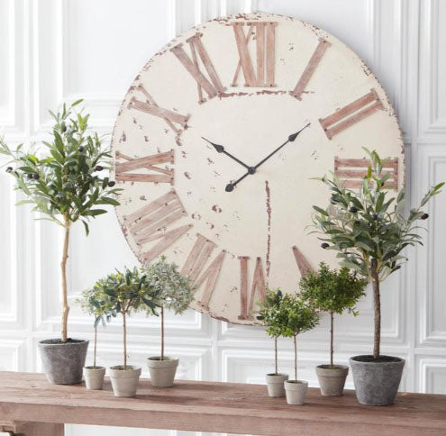 36" Antique White Wood Wall Clock