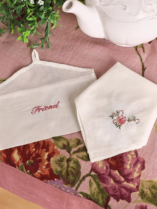 April Cornell Friend Embroidered Envelope Hankie