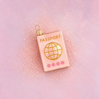 Glitterville Fancy Flier Passport Glass Ornament - Choose Color