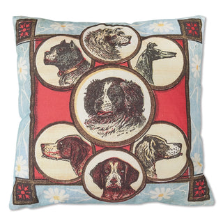 18" Canine and Floral Throw Pillow