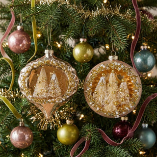 Glass Ornament with Mini Trees - Choose Style