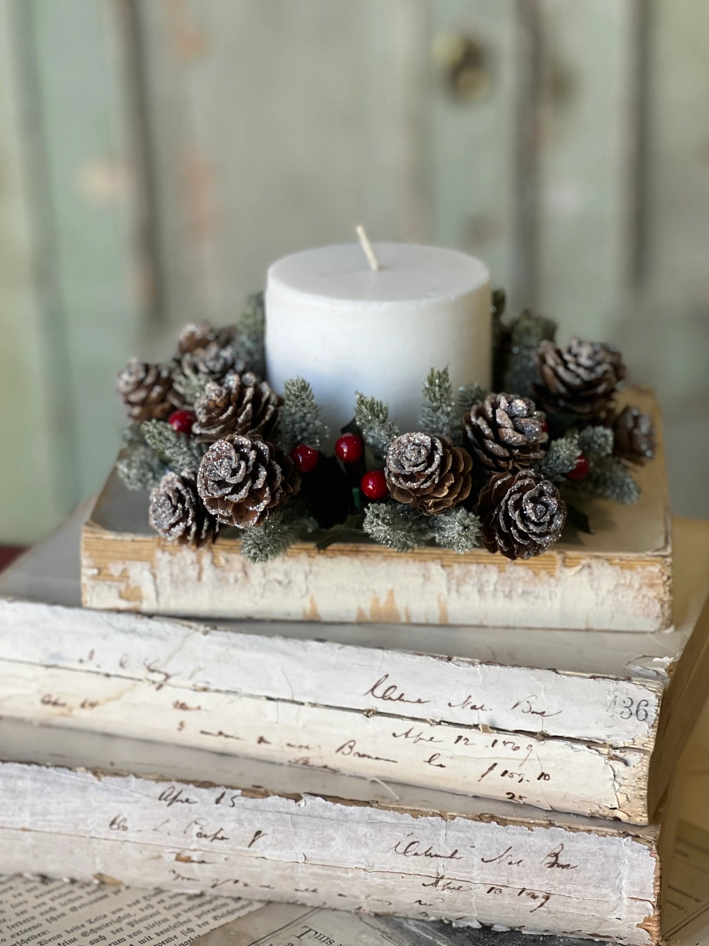 Icy Berries and Cones Candle Ring