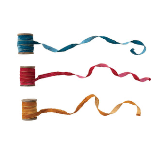 5-Yard Velvet Ribbon with Metallic Gold Edges on Wood Spool