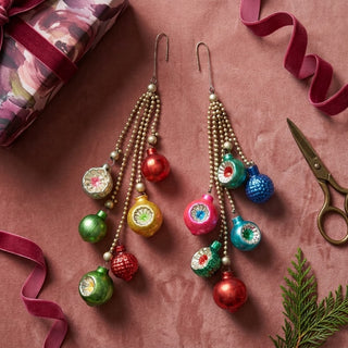 Tinsel and Reflector Ball Bundle Ornament - Choose Color