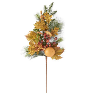 28" Pine Oak & Maple Leaves Spray with Orange Acorns & Rosehips