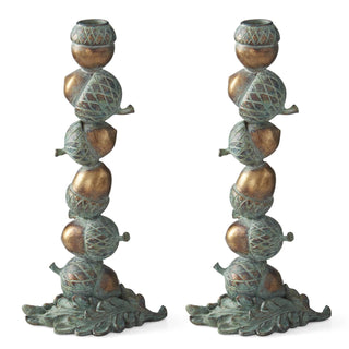 Resin Patina Copper Stacked Acorn Taper Holder