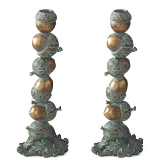 Resin Patina Copper Stacked Acorn Taper Holder