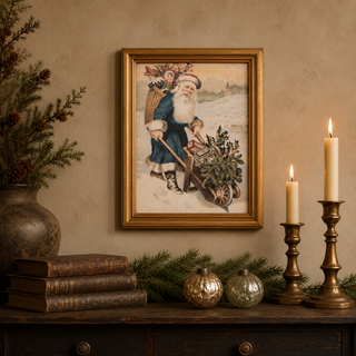 Vintage Style Santa Post Card Framed Print - Choose Style