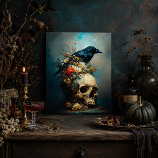8x10 Blackbird & Bone Raven Print Wall Decor