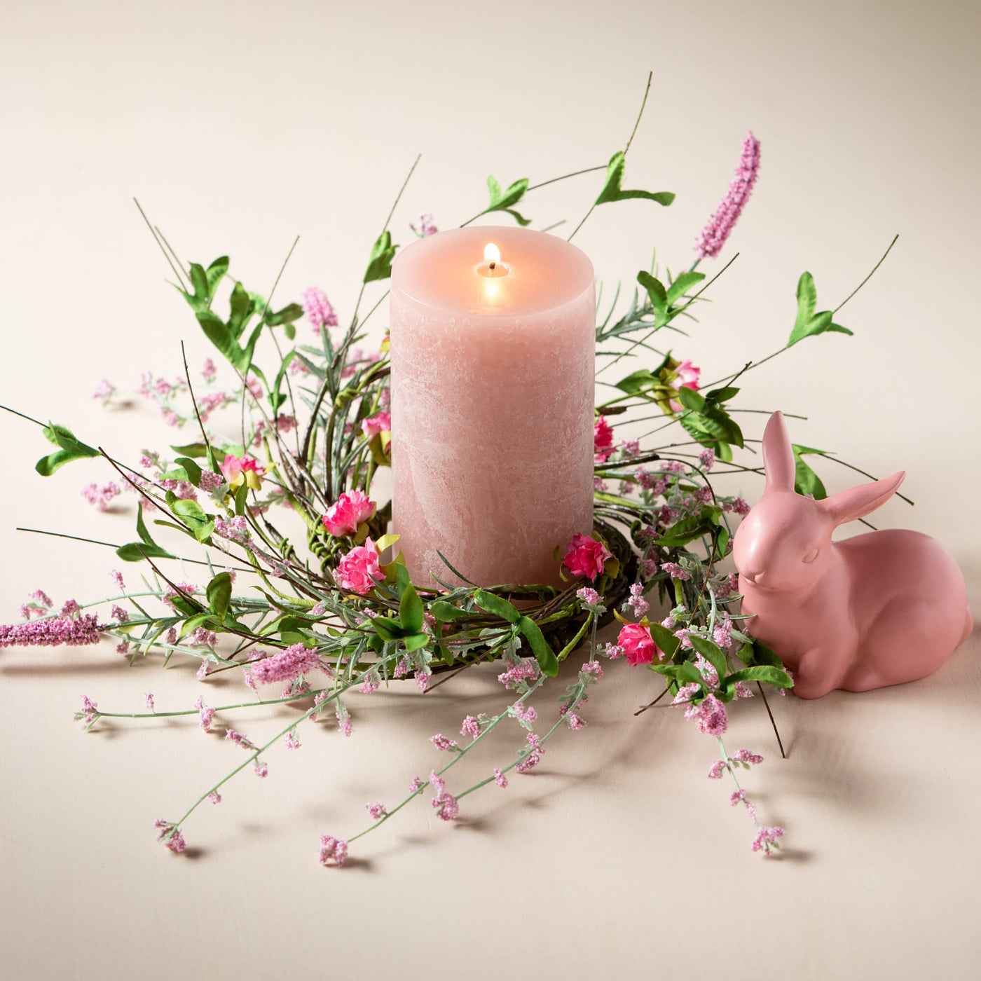 14.5" Spring Blossom Candle Ring Wreath