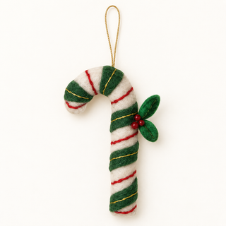 Handmade Felt Candy Cane Ornament - Choose Style