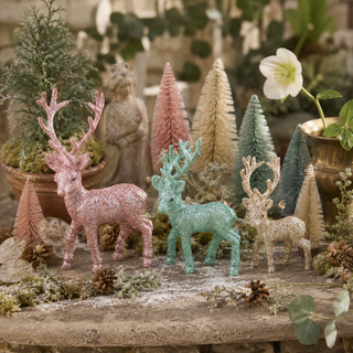 Sugarplum Woodland Glitter Deer Set of 4