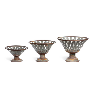 Set of 3 Woven Metal Footed Bowls