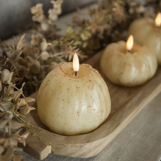 4" 3D Flame Pumpkin Candle - Cream