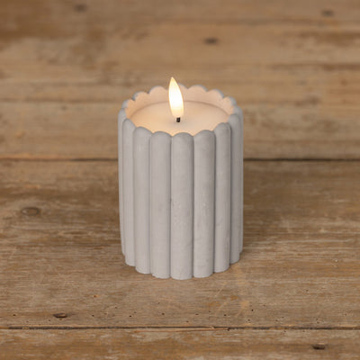 4" Grey Cement Column Flameless Wax 3D Candle