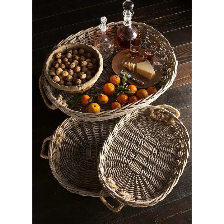 Oval Willow Trays with Jute Handles - Choose Size