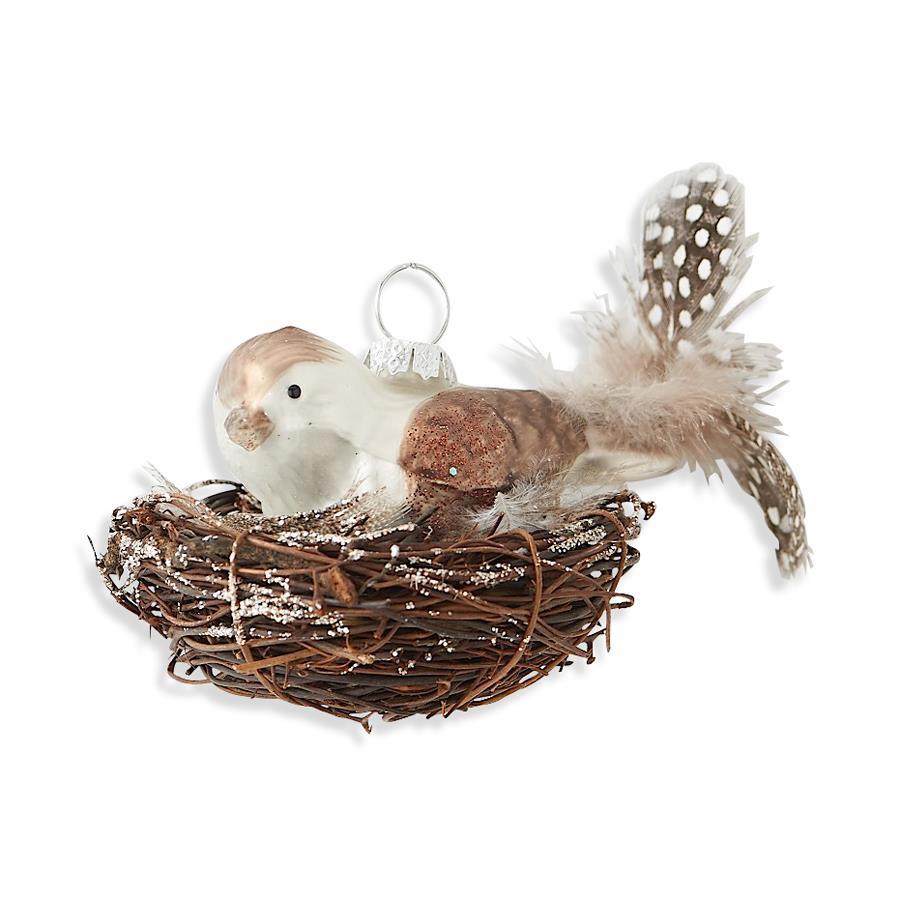 Mercury Glass Nested Bird Ornament