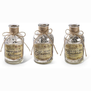 Mercury Glass Vintage Christmas Bottle - Choose Style