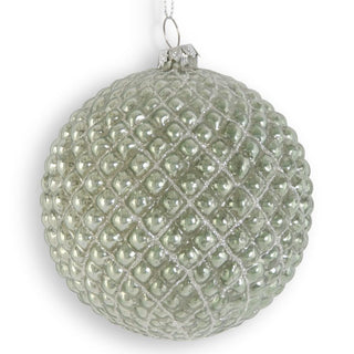 4" Sage Green Mercury Glass Hobnail Round