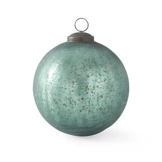 Crackled Teal Green Mercury Glass Round Ornament