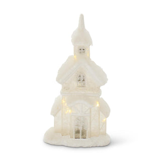 LED Glittered Frosted Glass Houses with Snow & Timers - Choose Style