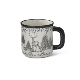 White & Black Toile Deer Mug