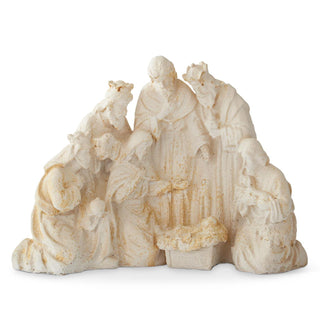 Weathered Cream & Rust Nativity with Wisemen