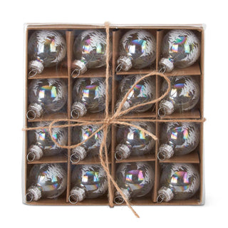 Box of 16 Mini Iridescent Tree Glass Ornaments