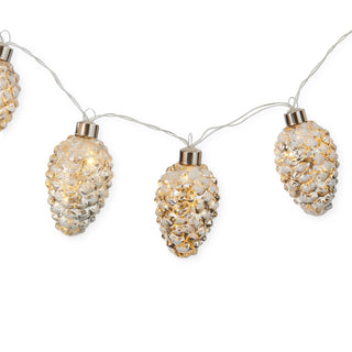 43" Mercury Glass LED White Pinecone Garland
