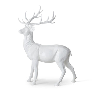 62.25" White Resin Standing Deer