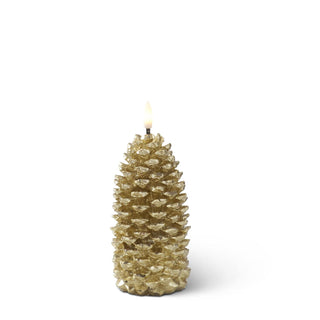 LED Gold Pinecone Flickering Flame Candle - Choose Size