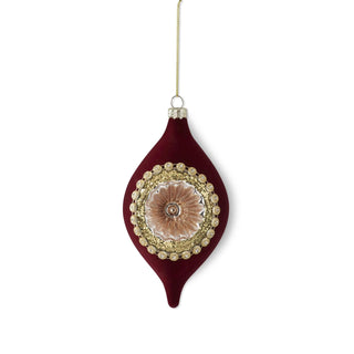 Burgundy Velvet Gold Center Reflector Ornament - Choose Style