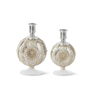 Mercury Glass Reflector Ornament Taper Candle Holders - Choose Size
