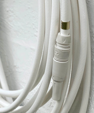 White Garden Hose with Nozzle Kit