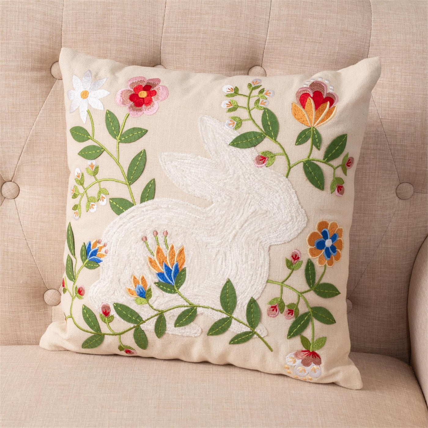 16" Embroidered Bunny Pillow