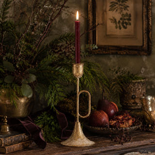13.75" Gold Trumpet Taper Candle Holder