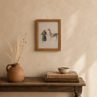 Andean Working Women Framed Print on Linen - Choose Style