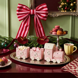 Pink Holiday Stoneware LED Train