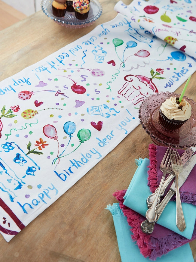 April Cornell Happy Birthday Watercolor Runner