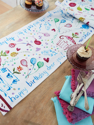 April Cornell Happy Birthday Watercolor Runner