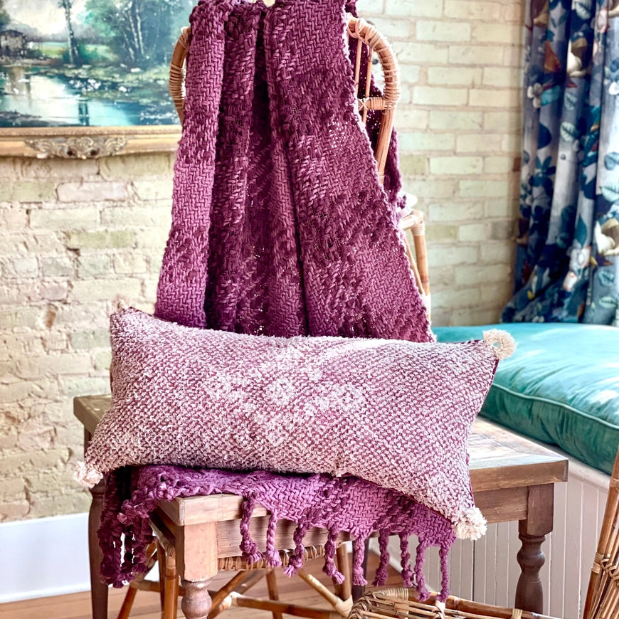 Handwoven Plum Collection - Choose Pillow or Throw Blanket