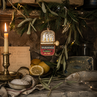 Half Open Can Of Sardines Glass Ornament