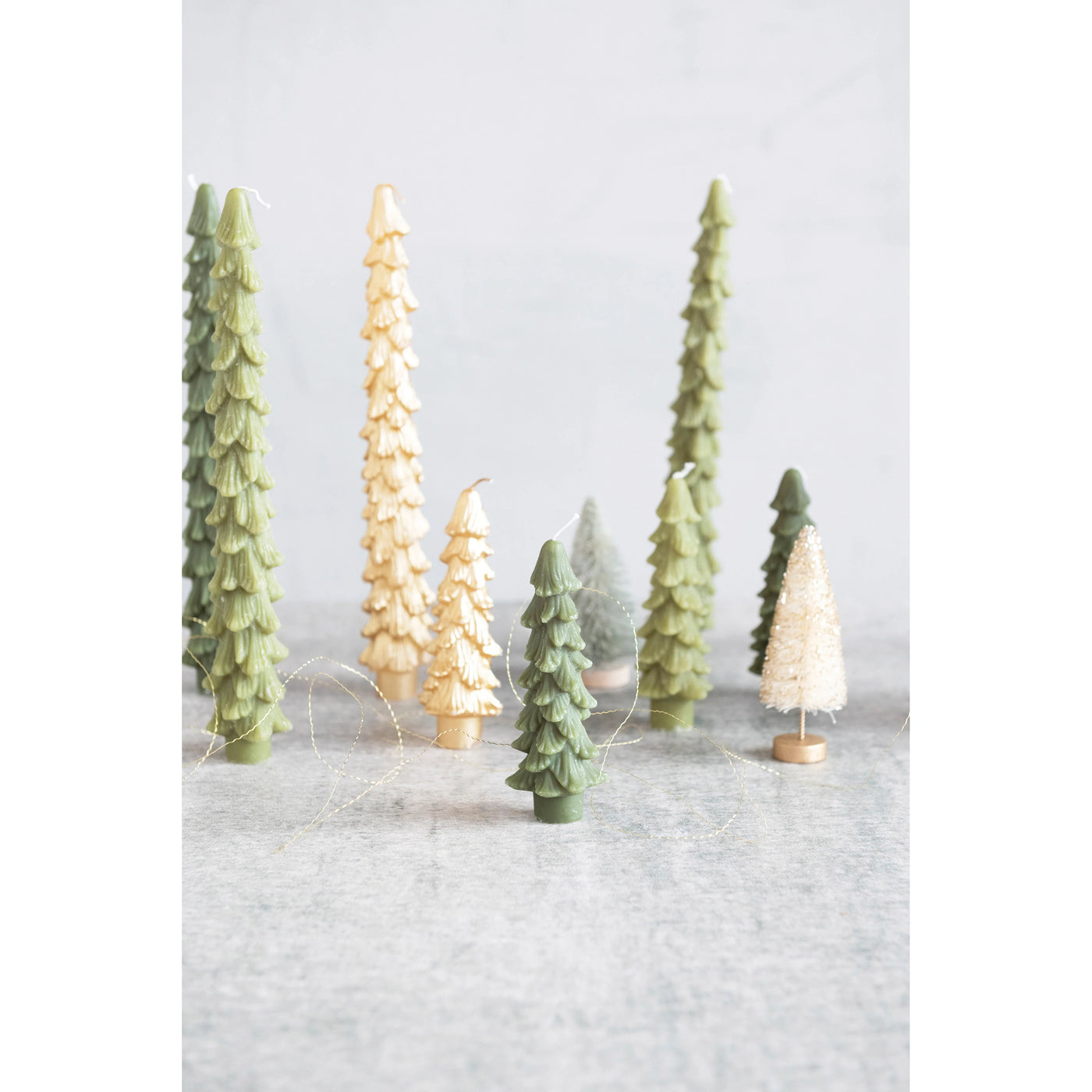 Set of 2 Tree Shaped 5" Candles Tapers - Evergreen