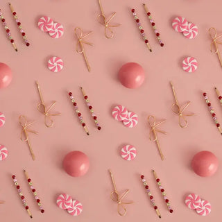 Kitsch Set of 4 Holiday Gemstone and Bow Bobby Pins