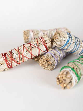 Smudge Bundle – Colored Twine, Sustainably Sourced Sage