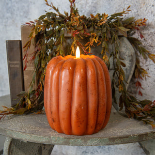 6.5" 3D Flame Pumpkin Candle - Orange