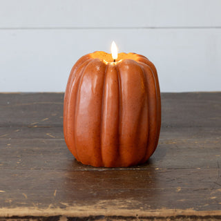 6.5" 3D Flame Pumpkin Candle - Orange