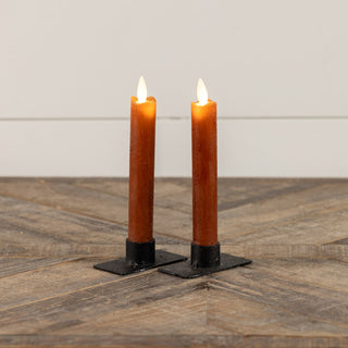 Set of 2 – 6.75" Moving Flame Bronze Taper Candles