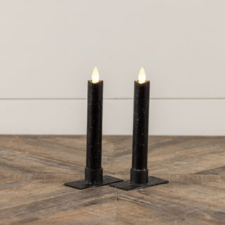 Set of 2 – 6.75" Moving Flame Black Taper Candles