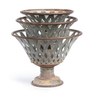 Set of 3 Woven Metal Footed Bowls